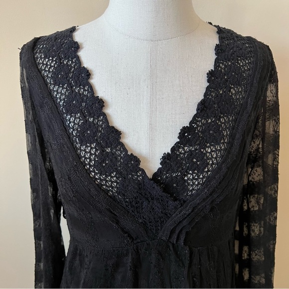 Free People lace trim gauze open back dress 958 - Picture 8 of 15